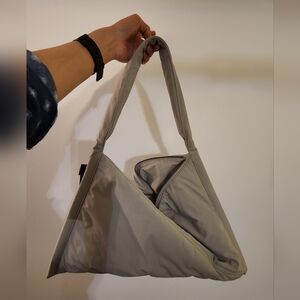 Ralph Lauren Soft Triangle Shoulder Bag in Light Gray